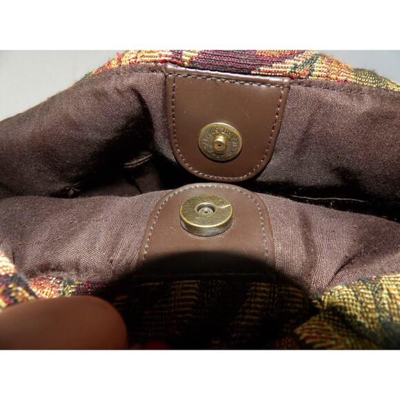 Paradox Tapestry Purse Shoulder Bag Brown Floral Sequins Woven Double Handle - Picture 13 of 16